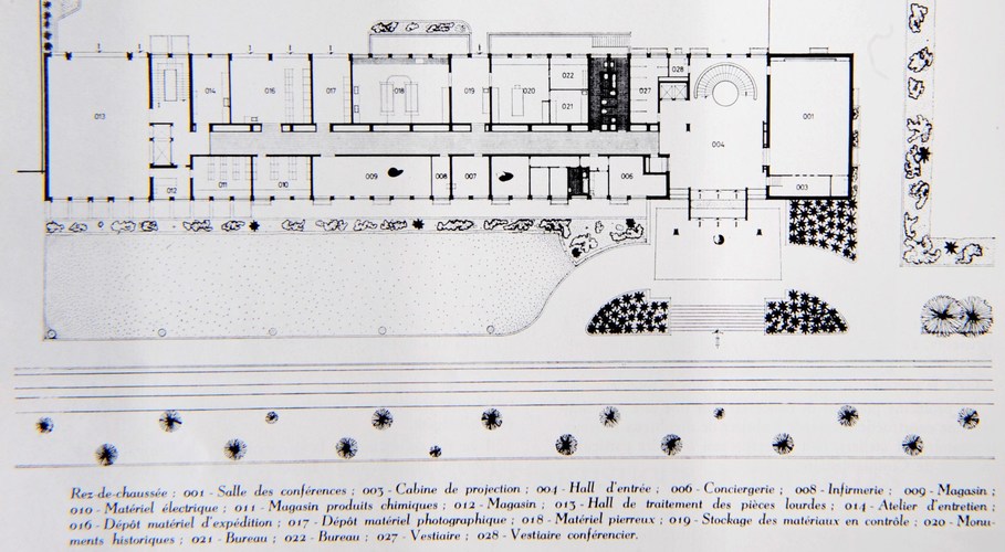 Institut royal du Patrimoine artistique, plan du rez-de-chaussée, [i]La Maison[/i], 11, 1963, p. 346.