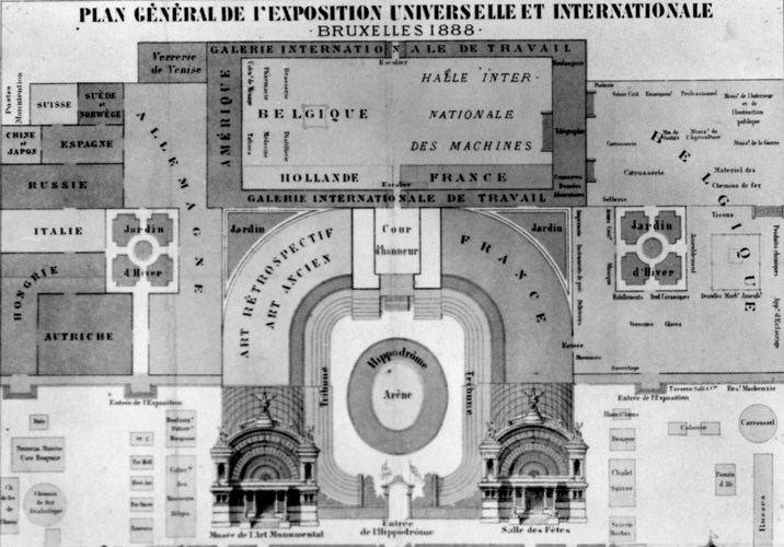 Detail van het plan van de Grote Internationale Wedstrijd voor Wetenschappen en Nijverheid van 1888 (Verzameling AAM).
