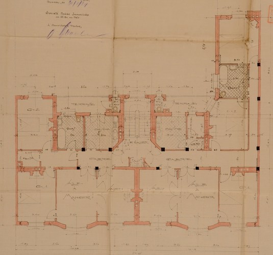 Maria-Louizasquare 8, grondplan van een van de verdiepingen, SAB/OW 37746 (1924).