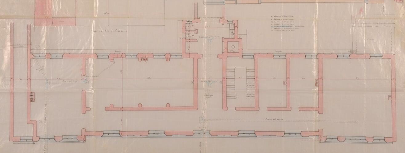 Leysstraat 5, klooster van de dominicanen, grondplan van de benedenverdieping, SAB/OW 13725 (1900).
