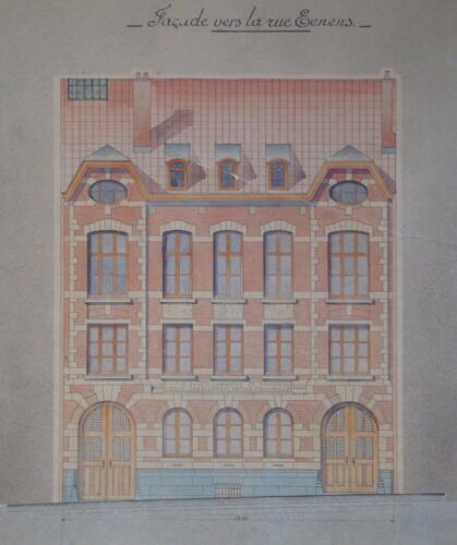 Rue Général Eenens 66, Institut Frans Fischer, élévation du bâtiment à rue, ACS/TP École Frans Fischer (1922).