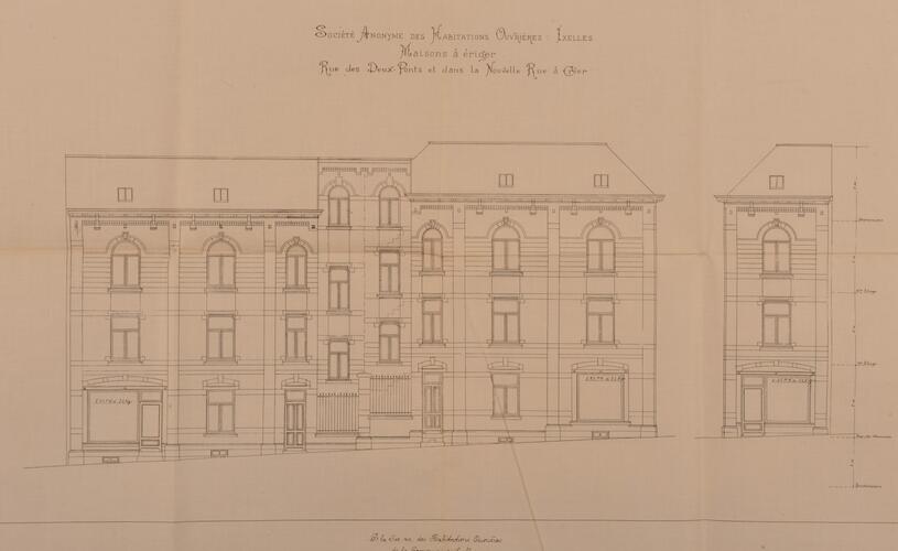 Rue du Vivier 58 - rue des Artisans 1 et 3, élévation, ACI/Urb. 25-/ (1910).