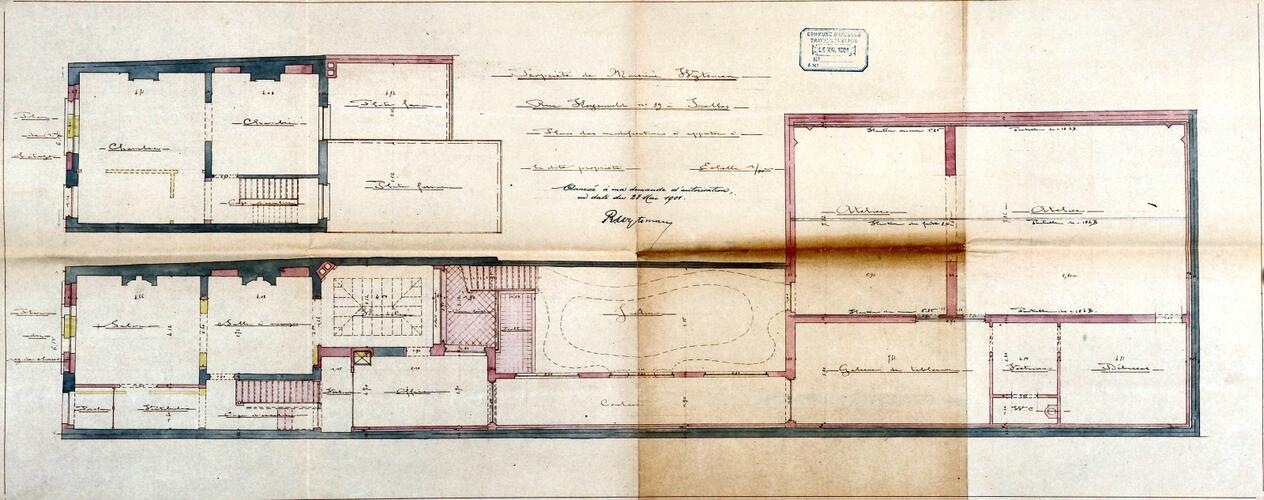 Rue Keyenveld 39, plan terrier de la première construction, ACI/Urb.186-39 (1901).