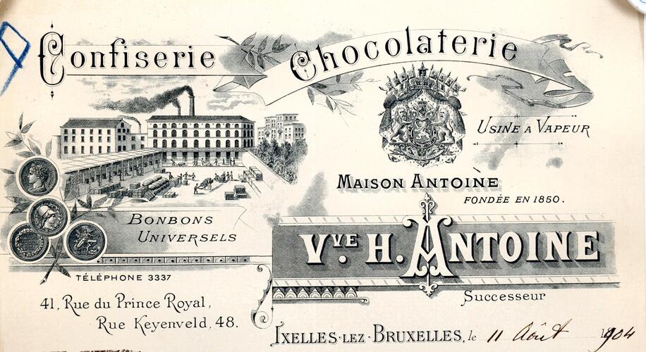 Briefhoofd van [i]Confiserie-Chocolaterie Antoine[/i], GAE/DS 257-39-41 (1904).