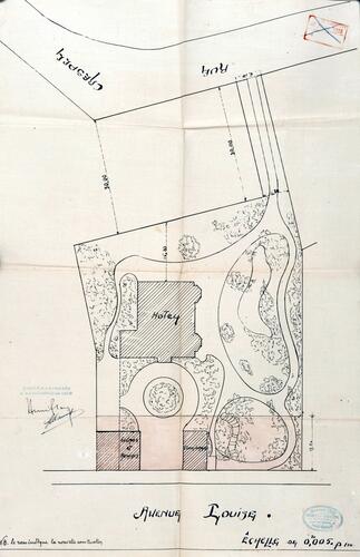 Louizalaan 32-46A, grondplan voormalig landgoed, GAE/DS 214-36 tot 48 (1923).