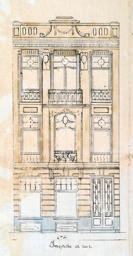 Rue Mignot Delstanche 71, élévation et coupe, ACI/Urb. 232-71 (1912).
