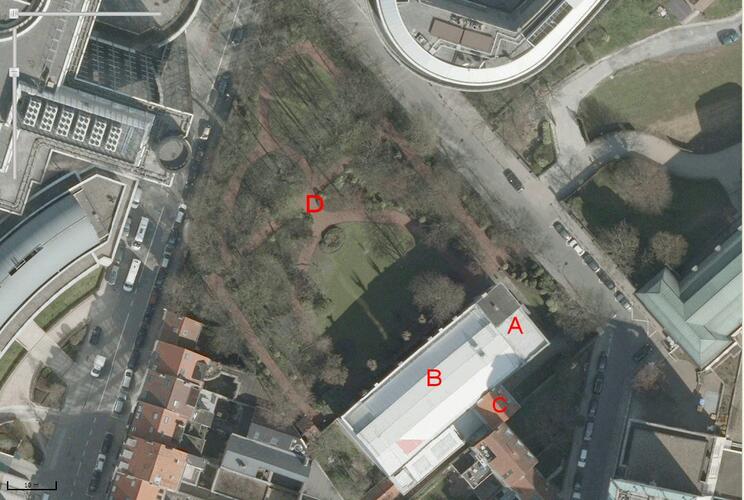 Wiertzmuseum, luchtfoto van het complex (Brussel UrbIS ® © - Verdeling: CIBG, Kunstlaan 20, 1000 Brussel).