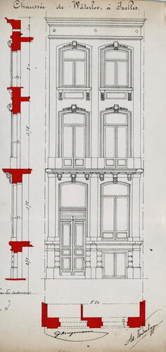Chaussée de Waterloo 395-393, élévation d’une façade de type IV, ACI/Urb. 315-393 (1877).
