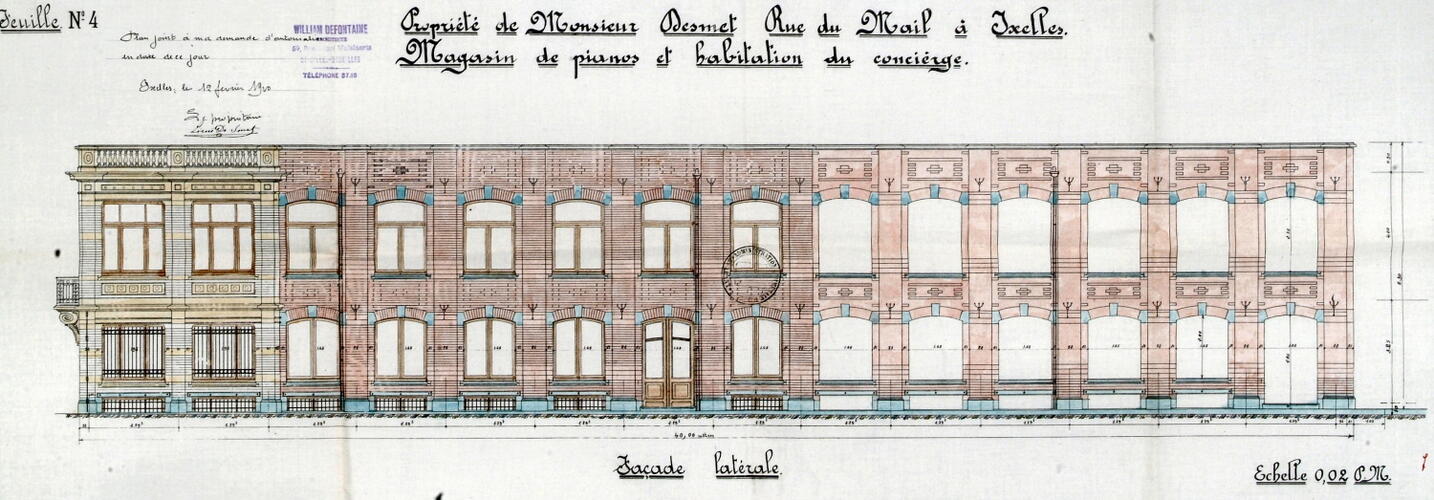 Maliestraat 90-92, opstand zijgevel, GAE/DS 315-496 (1910).