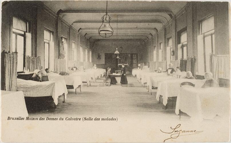 Chaussée de Wavre 249, L’Œuvre du Calvaire, salle des malades, 1904 (Collection de Dexia Banque).