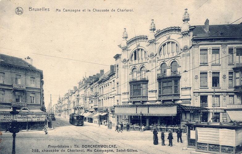 Ma Campagne en de Charleroisesteenweg (Verzameling postkaarten Dexia Bank, ca 1910).