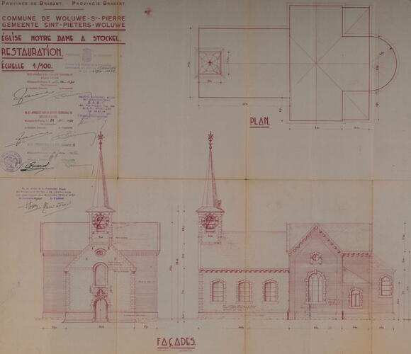 Voormalige Onze-Lieve-Vrouwkerk, schets van ca. 1940 (GASPW/OW 8016).