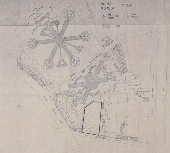 Prison de Forest, plan d’implantation (détail), ACF/Urb. 20506 (1982).