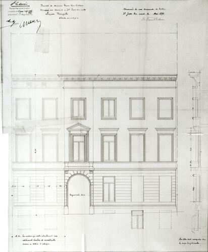 Kunstlaan 16, Hotel Charlier, bouwaanvraag voor verbouwing van 1892 (GASJ/DS/OW 4341).