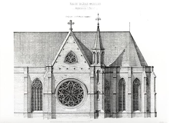 Gesùkerk. Opstand van de zuidelijke gevel ([i]L'Émulation[/i], 1876, pl. 37).
