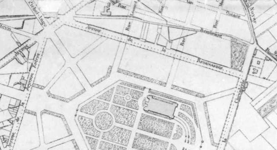 Detail van het plan van [i]Bruxelles et ses environs[/i], in 1881 opgesteld door het Institut cartographique militaire. Rechts de Ridderschapslaan en het landgoed Buls (© Koninklijke Bibliotheek van België, Brussel, Kaarten en Plannen).