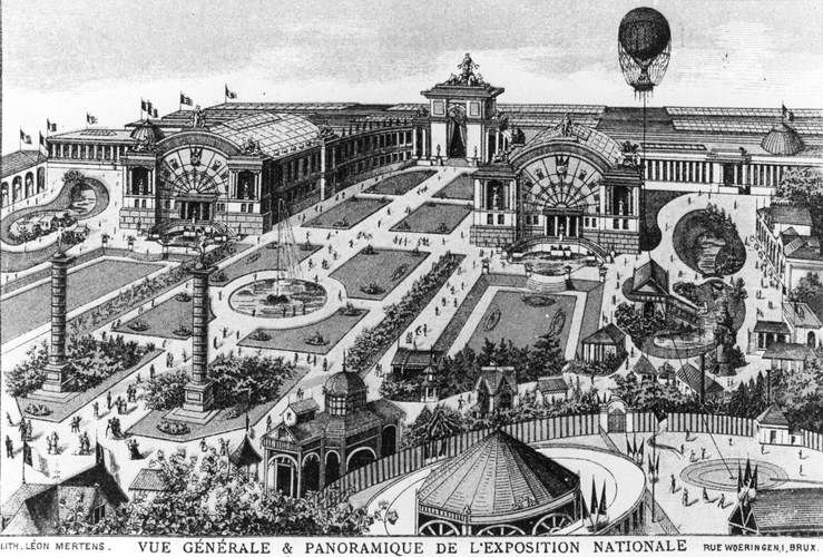 [i]Vue générale et panoramique de l’Exposition nationale[/i], lith. Léon Mertens, 1880 (Verzameling AAM).