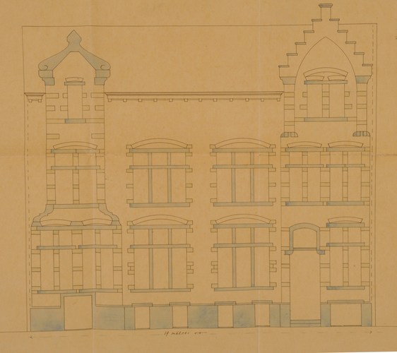 Rue John Waterloo Wilson 19-21, élévation originelle du cercle Saint-Josse, AVB/TP 25014 (1891).