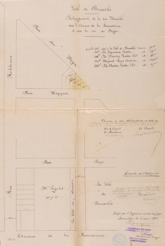 Murillostraat, plan voor de verlenging van de straat in 1900, SAB/OW 21815. 