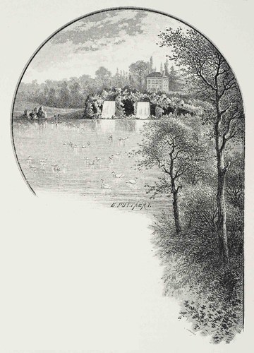 Het landgoed Van Hoorde gezien vanaf de Maria-Louizasquare, gravure van Émile Puttaert. LECLERCQ, E., [1880] , p. 125 (© Koninklijke Bibliotheek van België, Brussel, Werken).