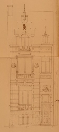Rue des Patriotes 10, maison conçue par l’architecte Henry Piron et aujourd’hui modifiée, élévation, AVB/TP 18676 (1897).