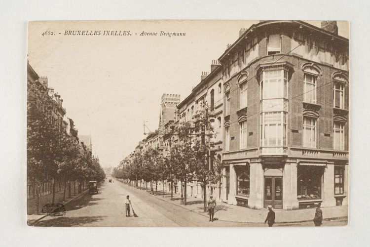 Brugmannlaan, zicht vanaf kruispunt met Berkendaalstraat richting ‘Ma Campagne’, ca. 1900 (Verzameling Belfius Bank © ARB-GOB).