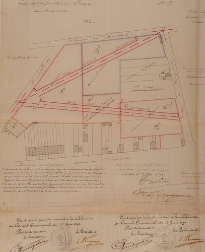 [i]Projet d'ouverture de deux rues entre les rues Guillaume Stocq et du Bourgmestre[/i] (detail), 14.09.1890, GAE/OW 104.