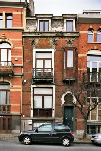 Franz Merjaystraat 45, huis met art-nouveauelementen, architect A. Petry, 1899. (foto 2006).