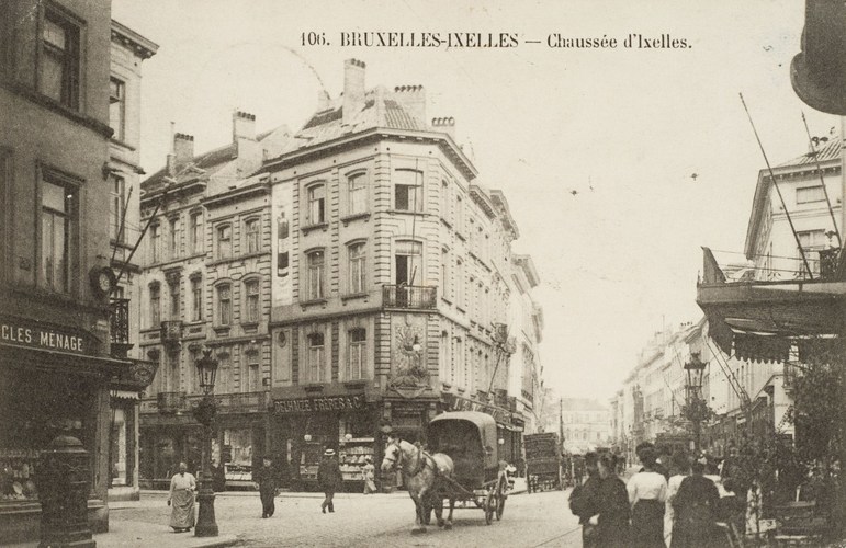 Elsensesteenweg, kruispunt met Atheneumstraat, ca. 1900 (Verzameling van Dexiabank).