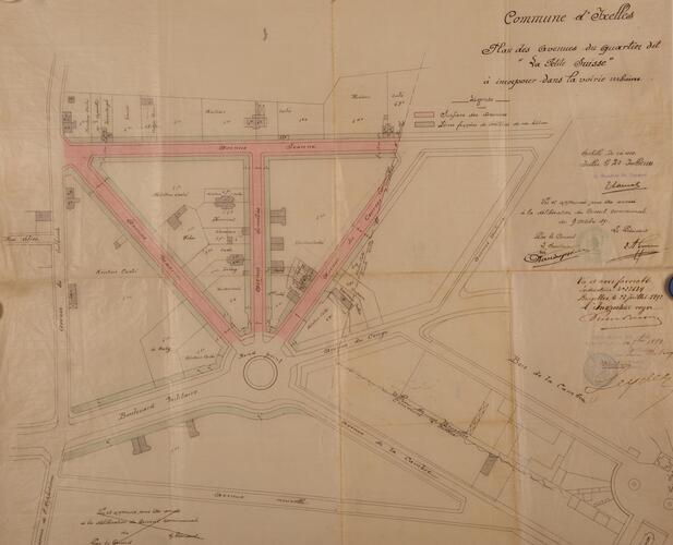 [i]Plan des avenues du quartier dit 'La Petite Suisse' à incorporer dans la voirie urbaine[/i], 1891, GAE/OW 117.