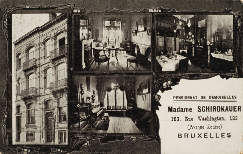 Washingtonstraat, postkaart van meisjespension, s.d. (Verzameling van Dexia Bank).