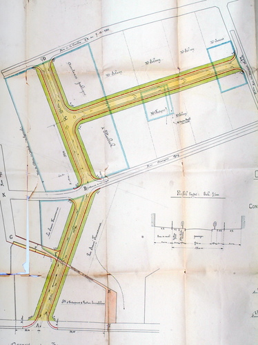 Plan pour la création des avenues Père Damien et Capitaine Piret et de la rue Marcel Buts, ACWSP/Urb. alignement 14 (1930).